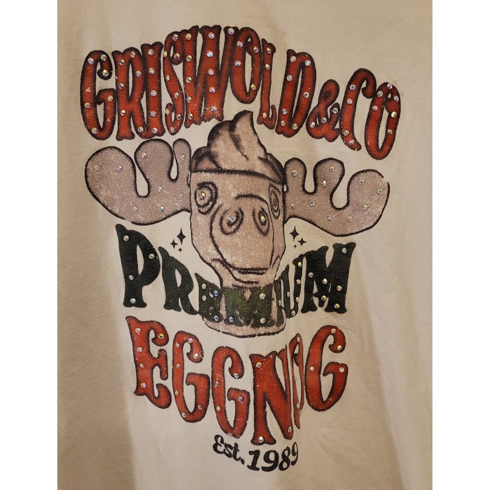 Bella canvas griswold shirt reindeer eggnog 2XL Cream T-shirt